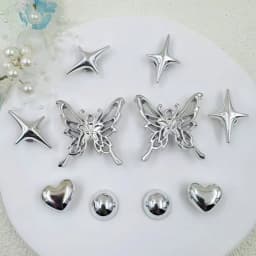 Shoe Charms for Clogs Silver Color DIY Accessories Cute & Edgy Butterfly Pearl Chains Flower Animals Decor Fashion For Sandals