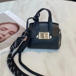 Mini Coin Purse Bag Pendant Cute Square Handbag Earphone PU Leather Creative Car Key Chain Pendant Decoration Multi-functional