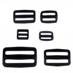 5PCS Curve Tri-Glide Slider Sliplock Buckle Adjustable Plastic Black For Bag Straps Webbing Size 15mm 20mm 25mm 32mm 38mm 50mm
