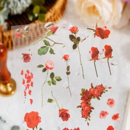 6 Sheets/pack PET Die-cut Sticker Retro Plants Flowers Ferns Clovers Lavenders DIY Scrapbook Junk Journal Collage Materials