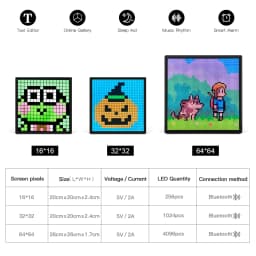 RGB LED Pixel Matrix Bluetooth Smart Display 64x64 Digital Lamp Panel DIY Art Display Gaming Anime Room Decor Frame APP Control