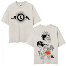 Vintage Washed Anime Death Note Misa Amane Print T Shirts Men Women Clothing Cotton Casual T-shirt Fashion Short Sleeve T-shirts