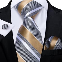 New Formal Ties Classic Blue Striped Necktie Handkerchief Cufflinks Gift For Men Wedding Tie Cravate Gravatas