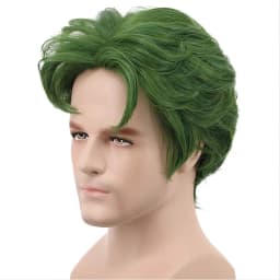 HAIRJOY Men Short Green Curly Cosplay Wig For Party Synthetic Hair Wigs Halloween Wig