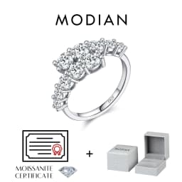 MODIAN D Color Moissanite Eternity Band Ring 925 Sterling Silver Luxury Geometric Ring For Women Wedding Engagement Fine Jewelry