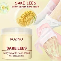280g Large Capacity Wine Lees Silk Hand Mask (100 Free Gloves Included) - Hypoallergenic Moisturizing and Brightening Formula, Suitable for Rough, Dry, and Peeling Hands, Improves Fine Lines and Dark Spots, Suitable for All Light Beige Skin Tones, Hand Moisturizing Cream