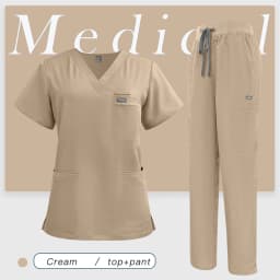 V-Neck Scrubs Top Straight Pants Uniforms Set Medical Nurse Uniforms Hospital Dentist Overalls Pharmacy Work Clothes Pocket Suit
