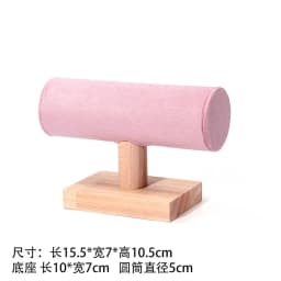 Solid Wood Pink Velvet Jewelry Exhibitor Stand Ring Earrings Storage Stand Bracelet Watch Display Stand