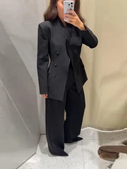 Casual Black Blazer Pants Set Women Full Sleeve Button Closed Waist Long Straight Solid Pant Sets Female 2026 Spring Lady Suits