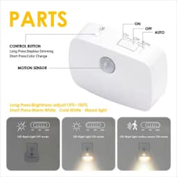 Motion Sensor LED Night Light Plug in Socket 3 Color Temperature Room Kitchen WC Hallway Human Infrared Induction Emergency Lamp
