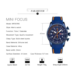 MINI FOCUS Electronic Quartz Mens Watches Auto Date Wristwatch Water Resistant Clock Gift for Men Relogio Masculino 0379G
