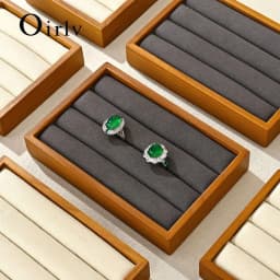 Oirlv New Solid Wooden Ring Display Tray Jewelry Storage Plate For Ring Jewellery Counter Showcase Props Jewellery Organizer