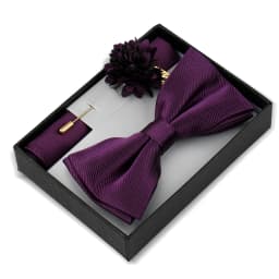 Bowtie Man Flower Brooch Set With Box Pocket Square Butterfly Lapel Pin Bow Tie Set For Men Wedding Suit Accessories Gift Cravat