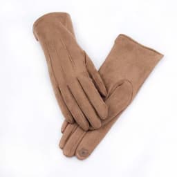 Winter Female Single Layer Warm Cashmere Full Finger Button Cycling Mittens Women Suede Leather Touch Screen Driving Gloves J23