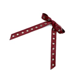 PU Rivet Bow Hair Clip for Women Punk Elegant Ancola Red AncoraRed Button Bow Hair Clips Women