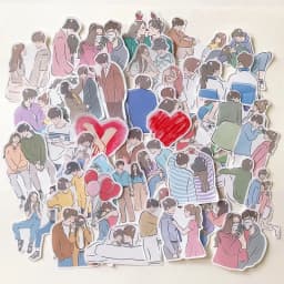Stickers 42pcs Cute Couple Stickers Hand-painted Characters Boys and Girls Love Album Diy Decoration Diary Computer Mobile Phone