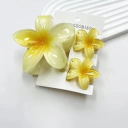1 Large 2 Small Set Sweet Flower Shape Colorful Gradient Hair Claws Women Ponytail Cilp Clamp Hairpins for Girl Beach Headwear