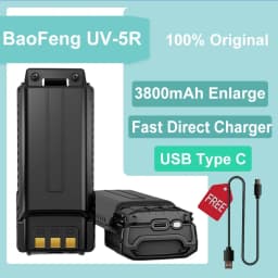 Baofeng UV-5R 3800mAh Battery Thicker Original Enlarge USB C UV-5R BF-F8HP UV-5RE UV-5X3 Walkie Talkie Li-ion Extended Battery