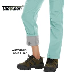 TACVASEN Womens Winter Waterproof pants Fleece Lined Softshell Trousers With Zipper Pockets Thermal Cargo Outdoor Ski Pants