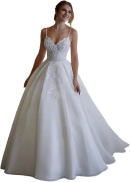 Customized Elegant Spaghetti Straps A Line White Wedding Dresses for Bride V Neck Lace Appliques Backless Bridal Gowns for Women