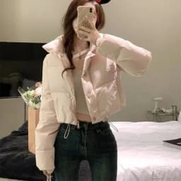 Light Pink A-liber Cotton Jacket for Women Short and Short 204 Winter New Item Loose Korean Version Bread Jacket Trendy Jacket S