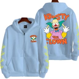 The Simpsons Krusty the Clown Men's Anime Zipper Hoodie Outdoor New Women's Sportswear Autumn/Winter Fashion Couple Cartoon Top