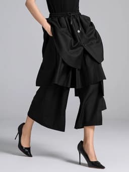 EAM Black Irregular Patch High Elastic Waist Calf-Length Pants New Trousers Women Fashion Tide Autumn 2026 30A3161