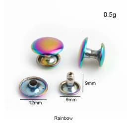 10-30-100pcs  6*6mm 8*8mm 10*8mm Iridescent rainbow fastened double rivet stud for shoes, DIY metal rivets tone on tone