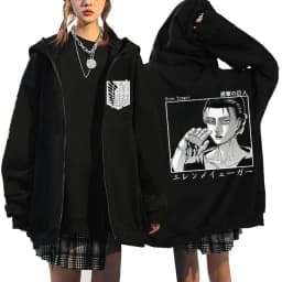 Anime Attack on Titan Final Season Zip Up Hoodie Shingeki No Kyojin Y2k Zippper Jackets Sweatshirts Eren Yeager Mange Streetwear