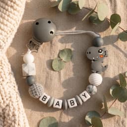 Mittsboy Personalized Pacifier Clip Custom Name Silicone Baby Teether Chain Dinosaur Dummy Holder BPA Free Baby Shower Gift