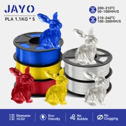 JAYO PLA Filaments 5 Rolls/ 3D Printer Filament 1.75mm FDM 3D Printer Materials Neatly Wound High Toughness for FDM 3D Printer