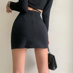 Xpqbb Gothic High Waist Black Mini Skirts Women Sexy Tight Bandage Bag Hip Short Skirt Woman Korean Slim Fit Zipper A Line Skirt