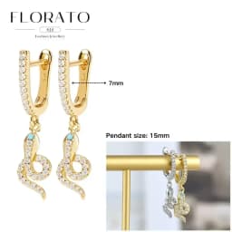 925 Sterling Silver ear needles Animal Butterfly/Elephant/Shell Pendant Hoop Earrings For Women Fashion Jewelry Accessories