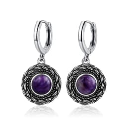 New Elegant Natural Kyanite S925 Silver Drop Earrings for Women Vintage Jewelry Wedding Engagement Hoop Earrings Gifts