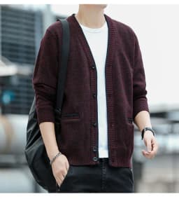 Men's Cardigan Sweater Cable Knit V Neck Buttons Cardigan with 2 Pockets Fall Winter Spring Man Clothes