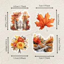 1 Set Autumn Scenery Stickers Decorative Labels Scrapbooking Collage Material Journal Supplies Journaling Stationery Supplies