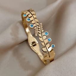 Greatera Stainless Steel Double Flower Cuff Bracelet Bangle for Women Gold Color Metal Floral Bracelets Waterproof Party Jewelry