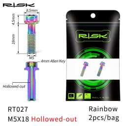 RISK 2PCS M5*18mm Bike Stem Handlebar Fixing Titanium Ti Bolts Fixed Screws Hollow Lightweight for MTB Bicycle Seat Post Clamp