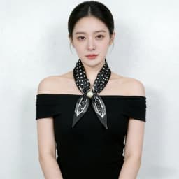 Luxury Design Magnetic Button Summer Silk Scarf Women Magnetic Pearl Necklace Scarves High End Matching Shirt Scarves Ladies