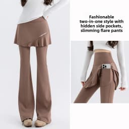plus Size Micro Flared Yoga Pants Women's New Style Fatter High Waist Slimming Fitness Trousers Butt Covering Skirt Sports Pants
