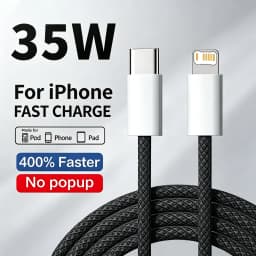 PD 35 Braided Wire Fast Charge Cable For iPhone 11 12 13 Mini 14 Pro X XR XS Max 7 8 Plus Rapid Charging USB-C Data Cable 1m 2m
