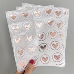 200 Pcs Round Transparent Gold Heart Adhesive Sticker Cute Sealing Label Sticker for Envelope Gift Decor Stationery Sticker