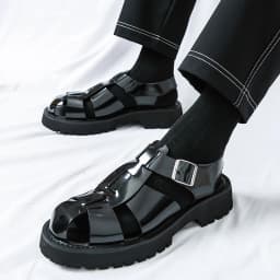 4.5Cm Thick Sole Heightening Sandals Men's Glossy Cowhide Buckle Business Casual British Genuine Leather Summer Sandals for Men