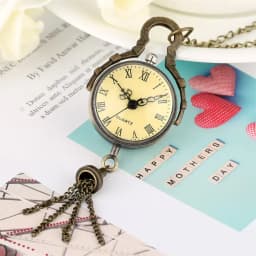 Retro Bronze Steampunk Wind Chime Quartz Pocket Watch Necklace Pendant Clock Chain Men's And Women's Chain Gift