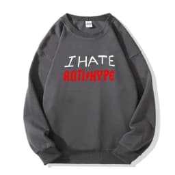 Harajuku Oversized Pullover Men's Hoodies I HATE ANTIHYPE Graphic Print Goth Hooded Sweatshirt Hip Hop Fashion Clothing Y2k Tops