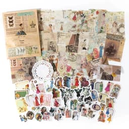 100pcs Vintage Scrapbooking Stickers Material Paper Combo Kit DIY Collage Junk Journal Decor Diary Materials Aesthetics Stickers