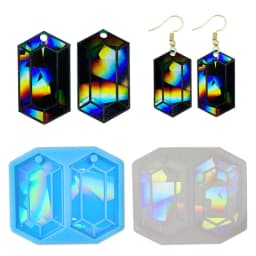 Silicone Mold for Earring Pendant Holographic Hexagon Earring Resin Mold Rainbow Light Earring Keychain Charm Epoxy Mold