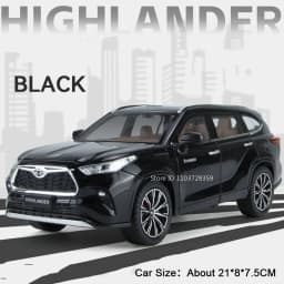 1:24 Scale Highlander RAV4 Toy Model Miniature Cars Alloy Diecast Sound Light Doors Opened Pull Back Shock Absorption Boys Gifts