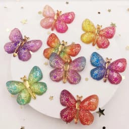 Resin Shiny Colorful Crystal Butterflies Flatback Rhinestone 1 Hole Appliques Ornaments 10pcs Home Figurines decor Crafts