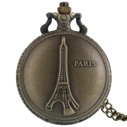 Vintage Paris Eiffel Tower Notre Dame Design Quartz Pocket Watch LE LOUVRE Necklace Pendant Art Souvenir Clock for Men Women